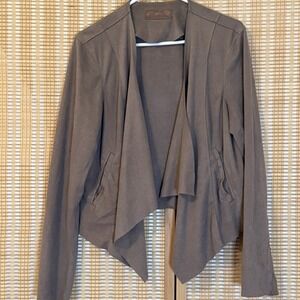 Blank NYC Womens L Faux Suede Moto Wrap Jacket Brown Streetwear Boho Whimsigoth